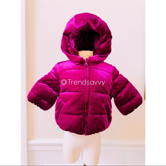 NWT Gymboree Pink Velvet Jacket Puffer Hoodie - Picture 8 of 8